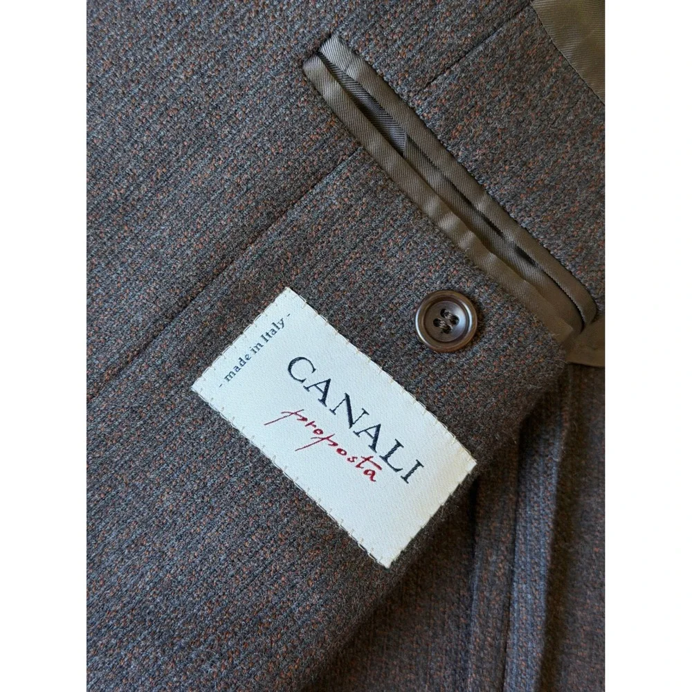Canali Proposta Mens 100% Wool 3-Button Sport Coat Blazer Italy Brown 58 L